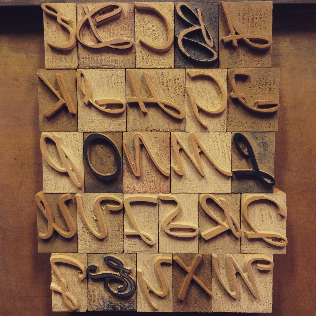 Postcard forme featuring Trafton Script wood type from SJ Printers' Guild - San Jose, CA