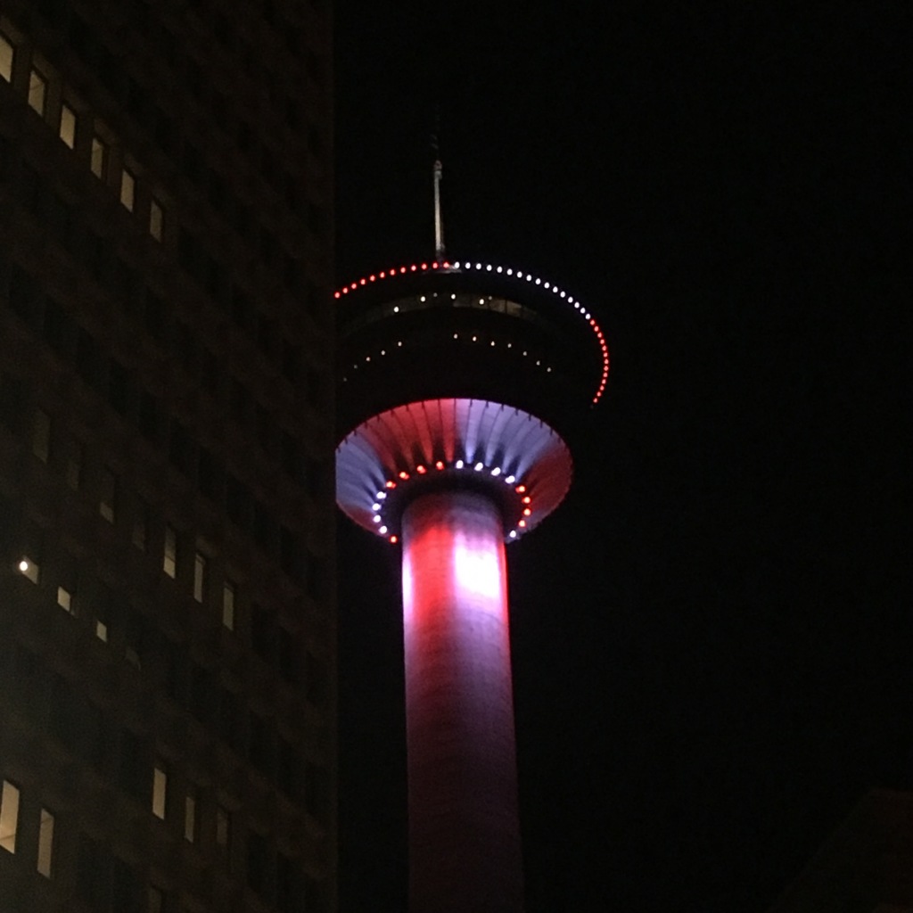 View of the Calgary Tower at night - Calgary, AB, Canada
